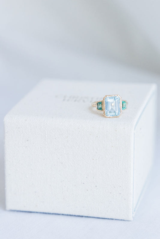 Aquamarine + emeralds