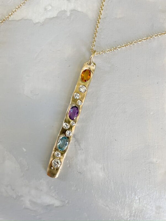 Rainbow Sapphire Bar Necklace