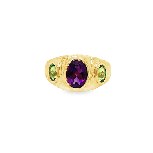 Amethyst and tsavorite garnets