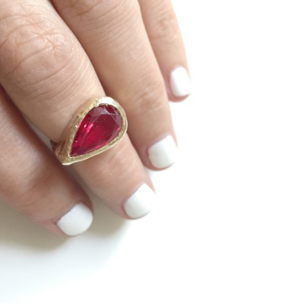 Pear shaped ruby ring