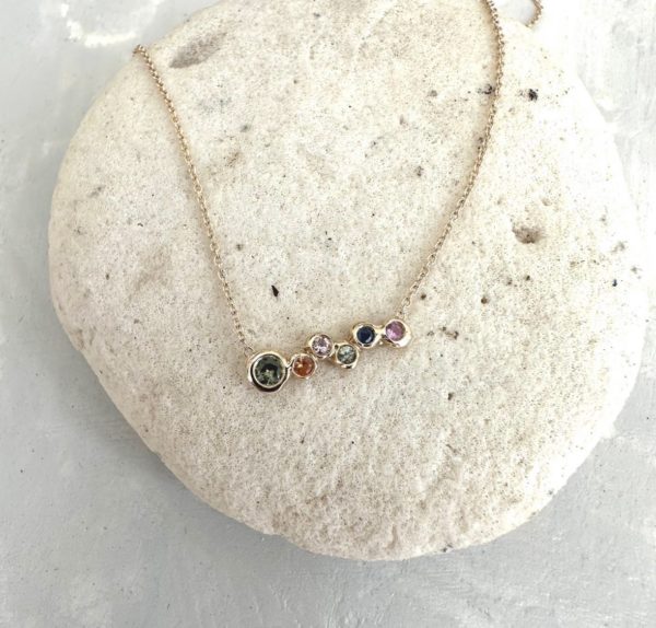 Custom rainbow sapphire necklace