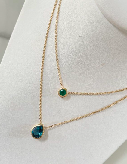 custom tourmaline emerald necklace 14k gold