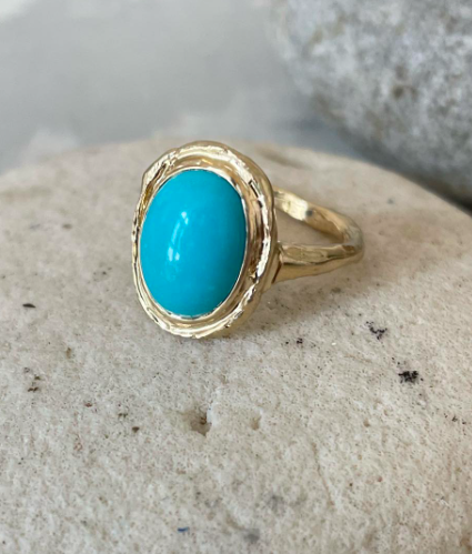 Custom turquoise 14k gold ring