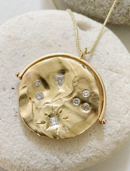 custom medallion diamond 14k gold necklace
