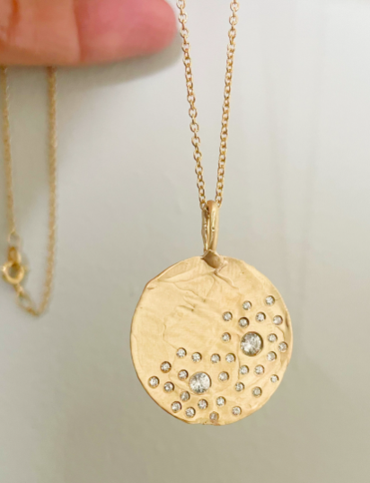 diamond medallion necklace 14k gold